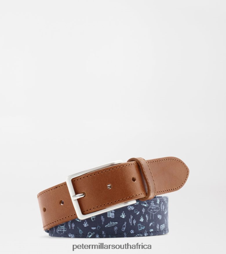 Navy Men Peter Millar Badlands Bluff Printed Belt Accessories B62P4F1234