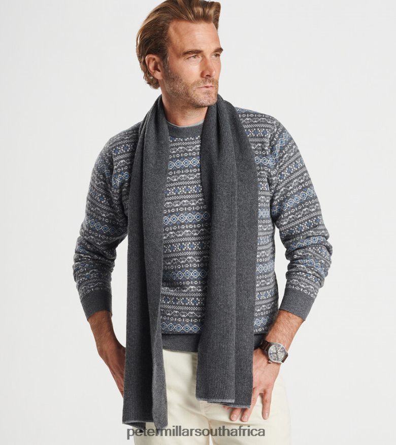 Black Men Peter Millar Cashmere English Rib Scarf Accessories B62P4F1267