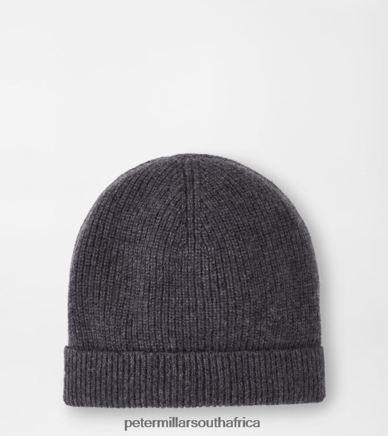 Dark Grey Men Peter Millar Cashmere Rib Beanie Accessories B62P4F1271