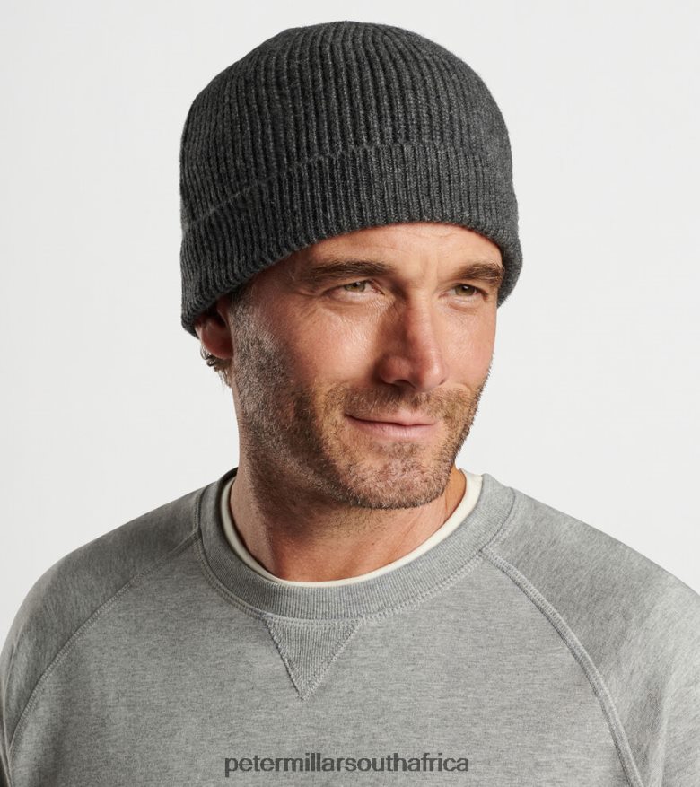 Dark Grey Men Peter Millar Cashmere Rib Beanie Accessories B62P4F1271