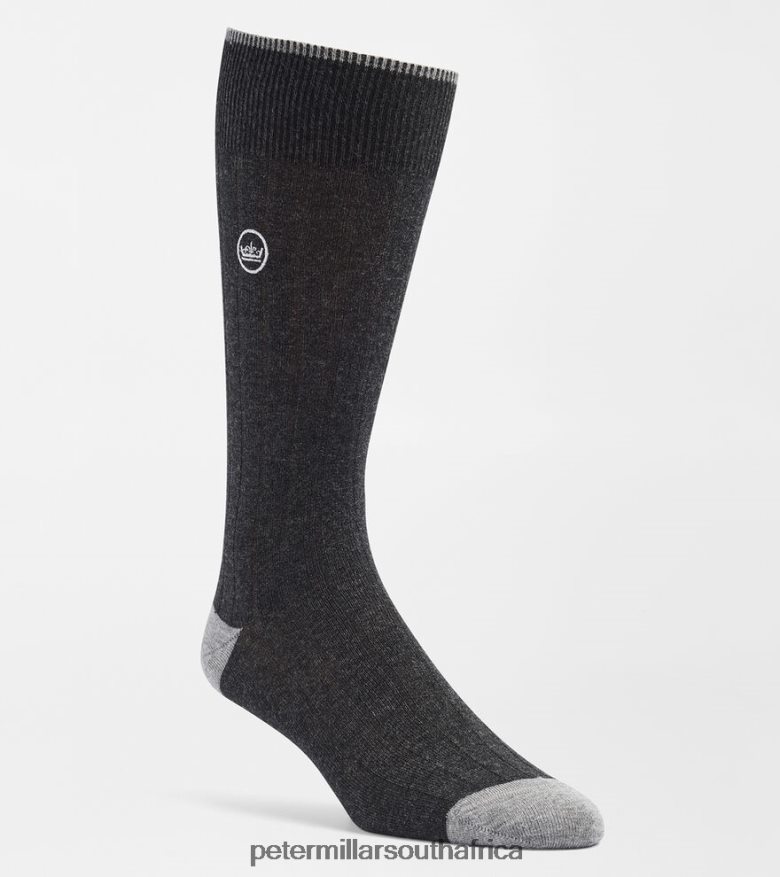 Charcoal Men Peter Millar Solid Rib Crew Sock Accessories B62P4F1247