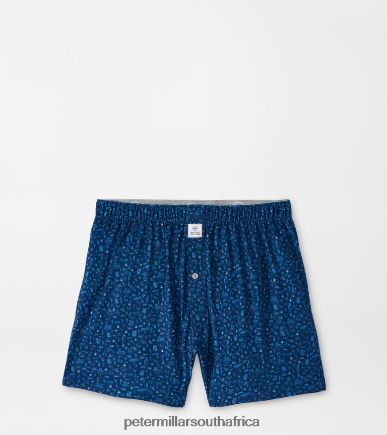 Navy Men Peter Millar Badlands Bluff Performance Boxer Short Apparel B62P4F1014