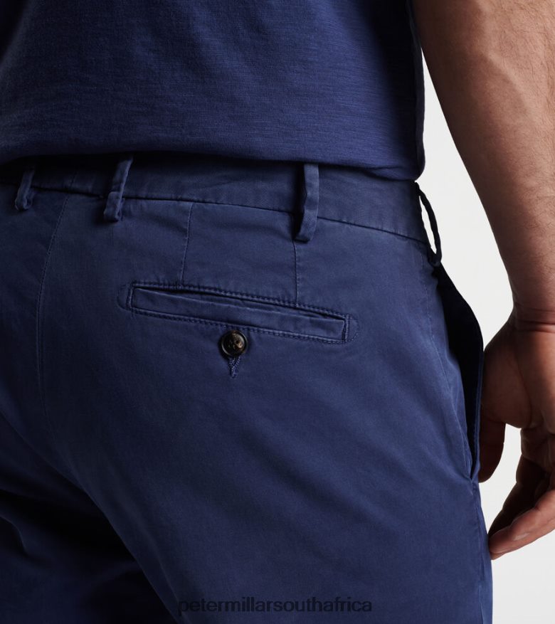 Washed Navy Men Peter Millar Concorde Garment-Dyed Flat-Front Trouser Apparel B62P4F870