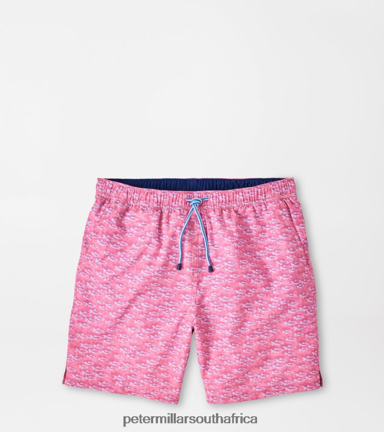 Pink Ruby Men Peter Millar School Of Fish Swim Trunk Apparel B62P4F1005