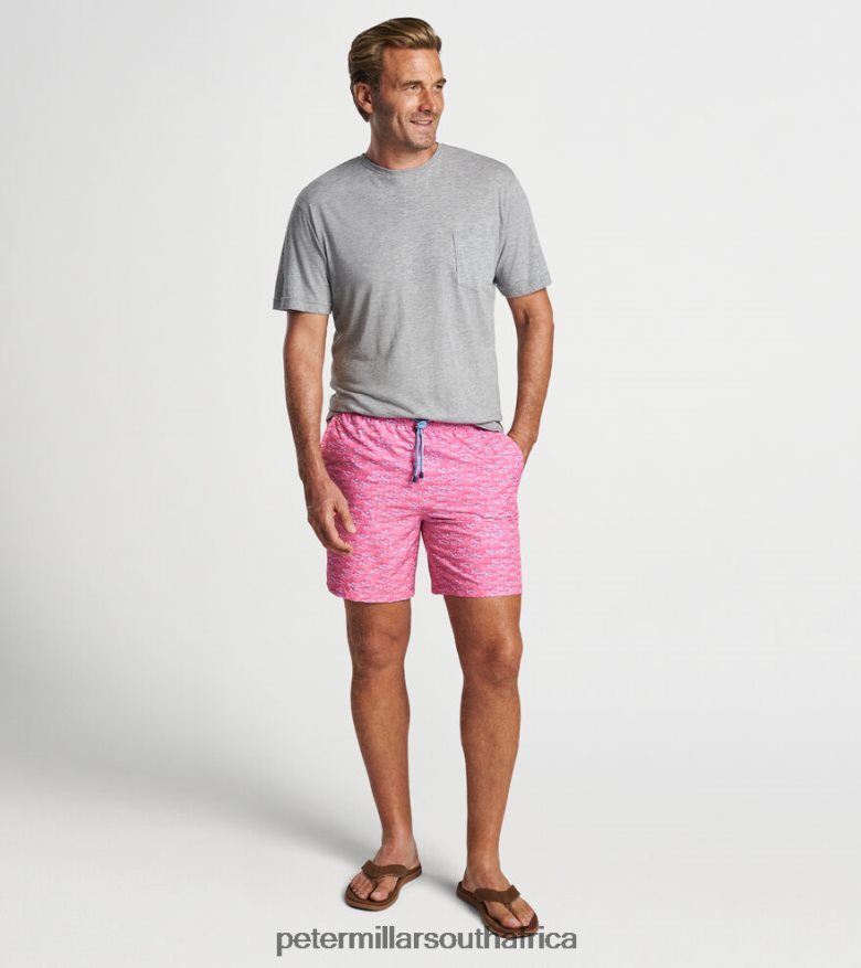Pink Ruby Men Peter Millar School Of Fish Swim Trunk Apparel B62P4F1005