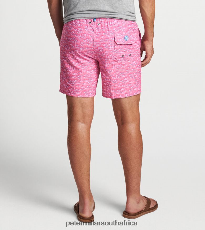 Pink Ruby Men Peter Millar School Of Fish Swim Trunk Apparel B62P4F1005