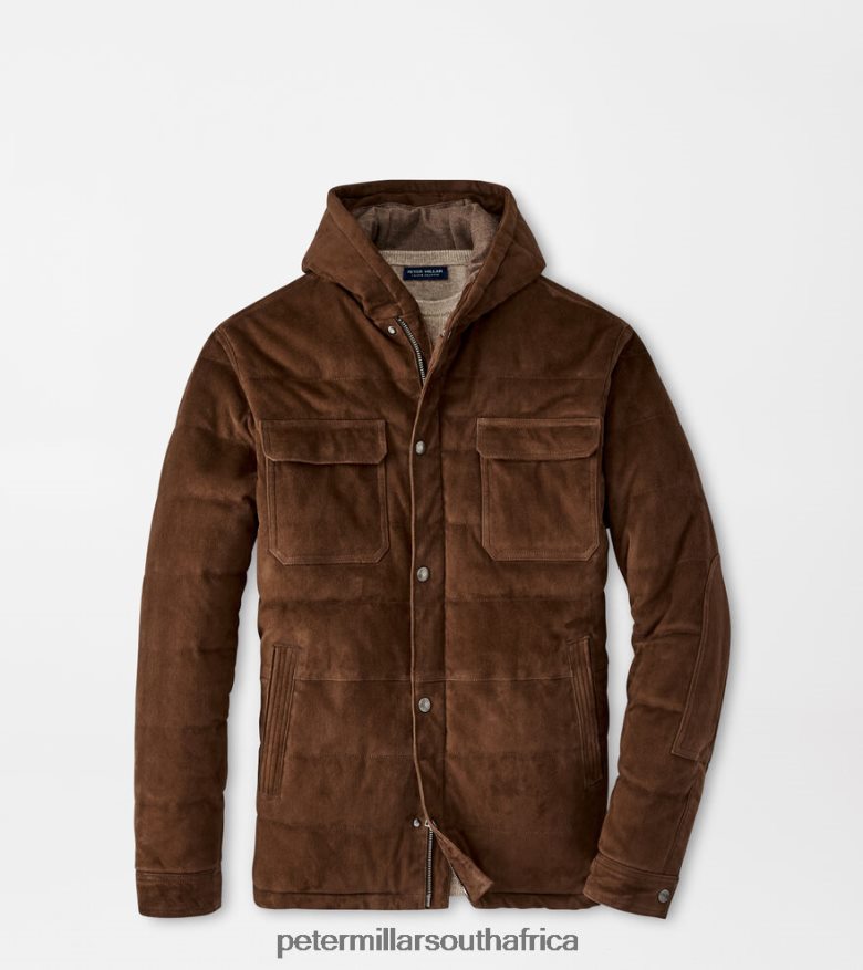 Espresso Men Peter Millar Excursionist Flex Suede Hooded Bomber Apparel B62P4F1103