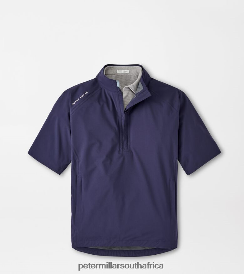 Navy Men Peter Millar Shield Short-Sleeve Rain Shell Apparel B62P4F1089