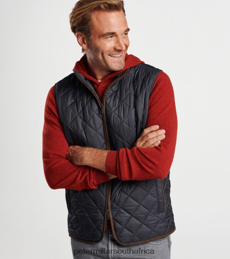 Black Men Peter Millar Essex Quilted Travel Vest Apparel B62P4F1107