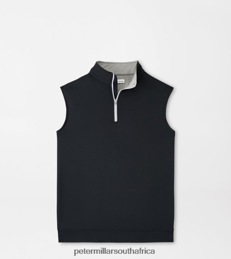 Black Men Peter Millar Galway Stretch Loop Terry Quarter-Zip Vest Apparel B62P4F710