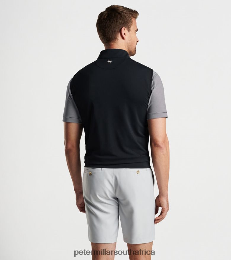 Black Men Peter Millar Galway Stretch Loop Terry Quarter-Zip Vest Apparel B62P4F710