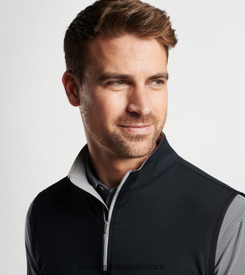 Black Men Peter Millar Galway Stretch Loop Terry Quarter-Zip Vest Apparel B62P4F710