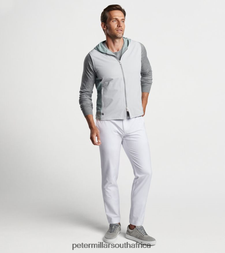 British Grey Men Peter Millar Solstice Performance Hybrid Full-Zip Hoodie Vest Apparel B62P4F1185