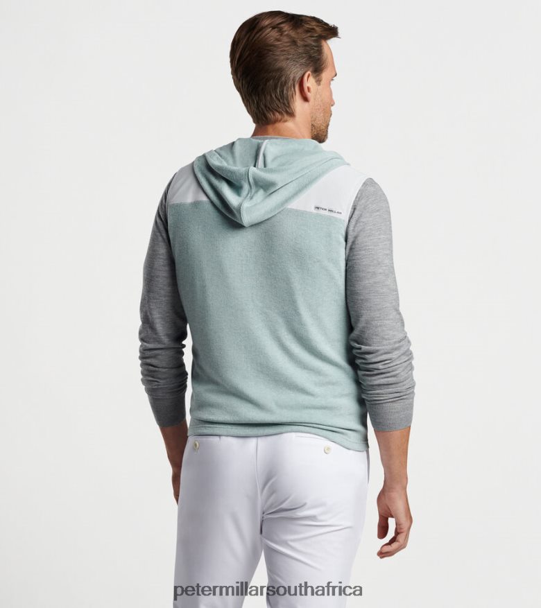 British Grey Men Peter Millar Solstice Performance Hybrid Full-Zip Hoodie Vest Apparel B62P4F1185