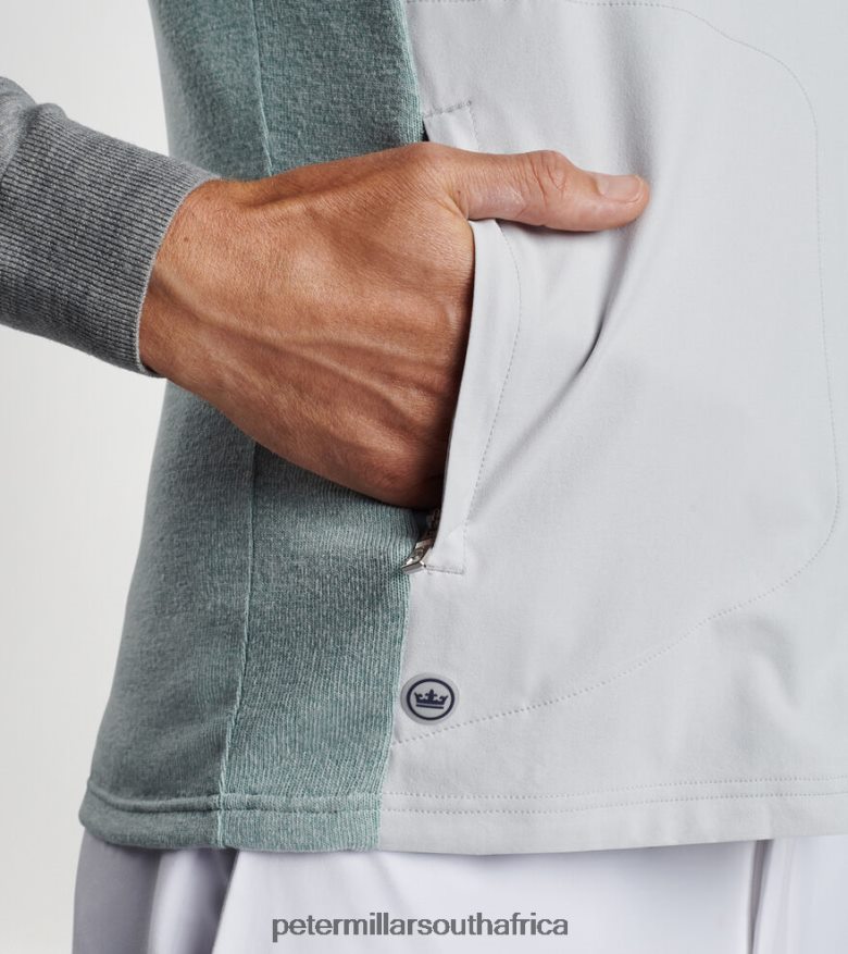 British Grey Men Peter Millar Solstice Performance Hybrid Full-Zip Hoodie Vest Apparel B62P4F1185