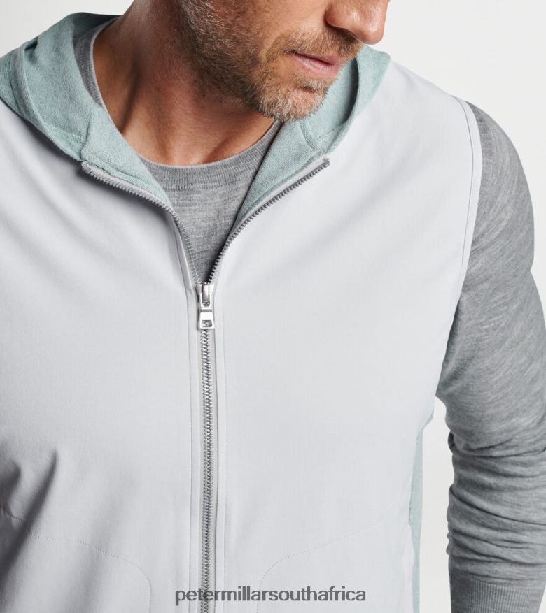 British Grey Men Peter Millar Solstice Performance Hybrid Full-Zip Hoodie Vest Apparel B62P4F1185