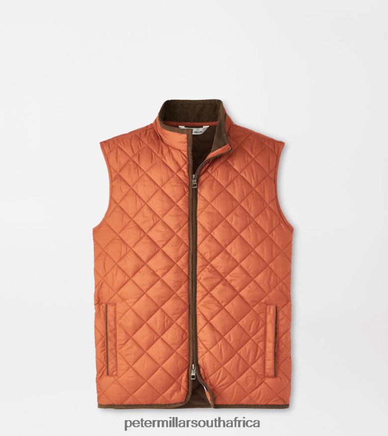 Burnt Orange Men Peter Millar Essex Quilted Travel Vest Apparel B62P4F1109