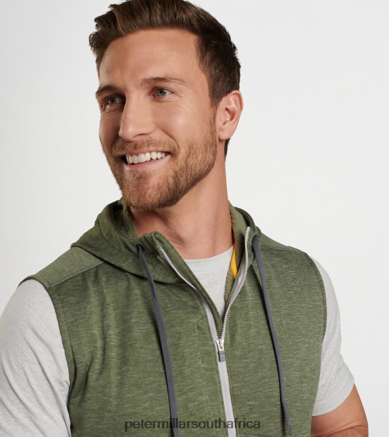 Olive Leaf Men Peter Millar Eclipse Performance Hoodie Vest Apparel B62P4F777