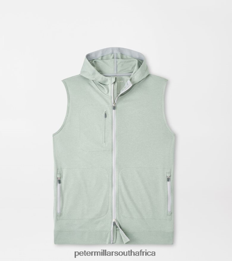 Sage Fog Men Peter Millar Cloudglow Performance Hoodie Vest Apparel B62P4F1181