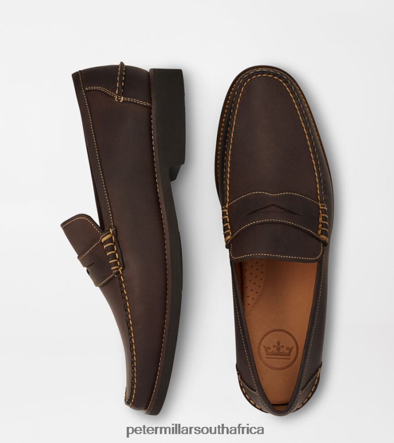 Chocolate Men Peter Millar Handsewn Leather Penny Loafer Footwear B62P4F1066