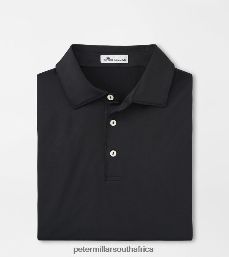 Black Men Peter Millar Solid Performance Jersey Polo (Sean Self Collar) Apparel B62P4F314