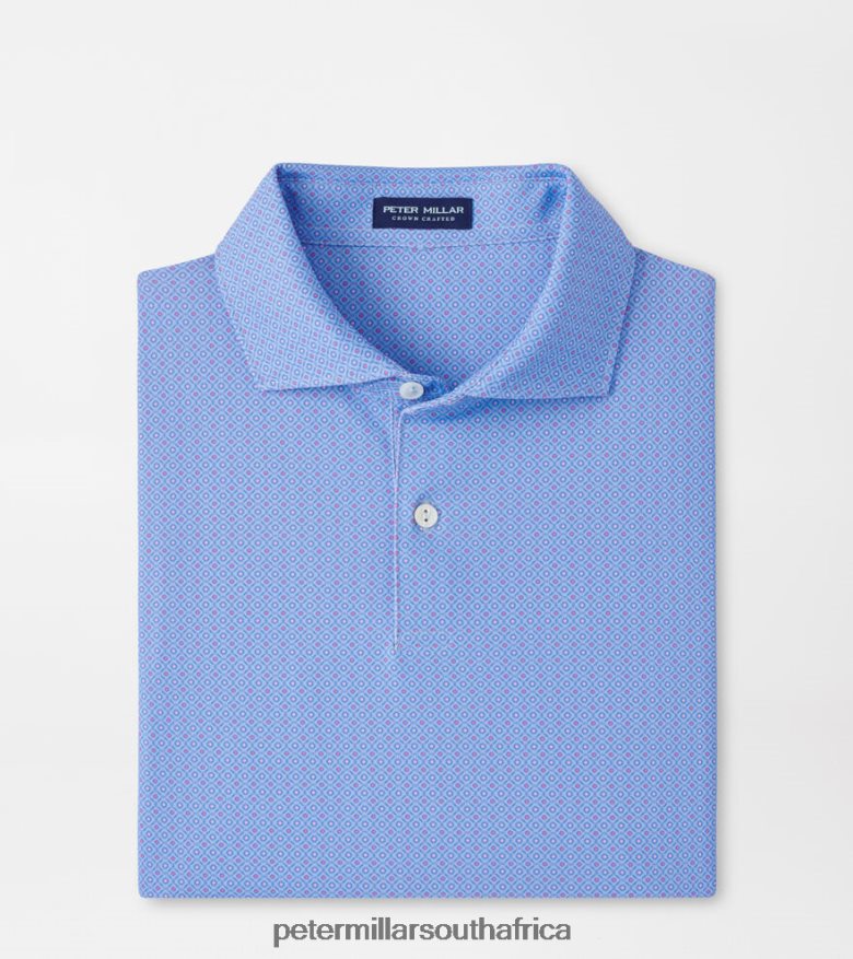Blue Frost Men Peter Millar Lloyd Dot Geo Performance Jersey Polo Apparel B62P4F407