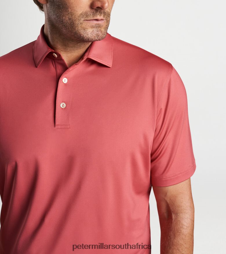 Cape Red Men Peter Millar Solid Performance Jersey Polo (Sean Self Collar) Apparel B62P4F319