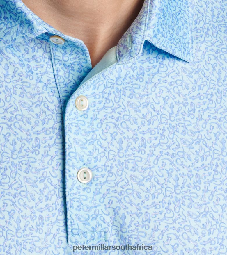 Celeste Men Peter Millar Lizard King Performance Jersey Polo Apparel B62P4F406