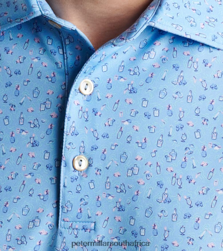 Cottage Blue Men Peter Millar Chillax Performance Jersey Polo Apparel B62P4F400