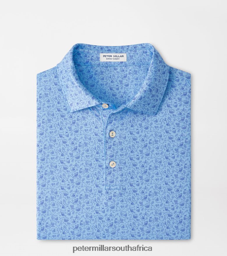 Cottage Blue Men Peter Millar Double Transfused Performance Jersey Polo Apparel B62P4F395