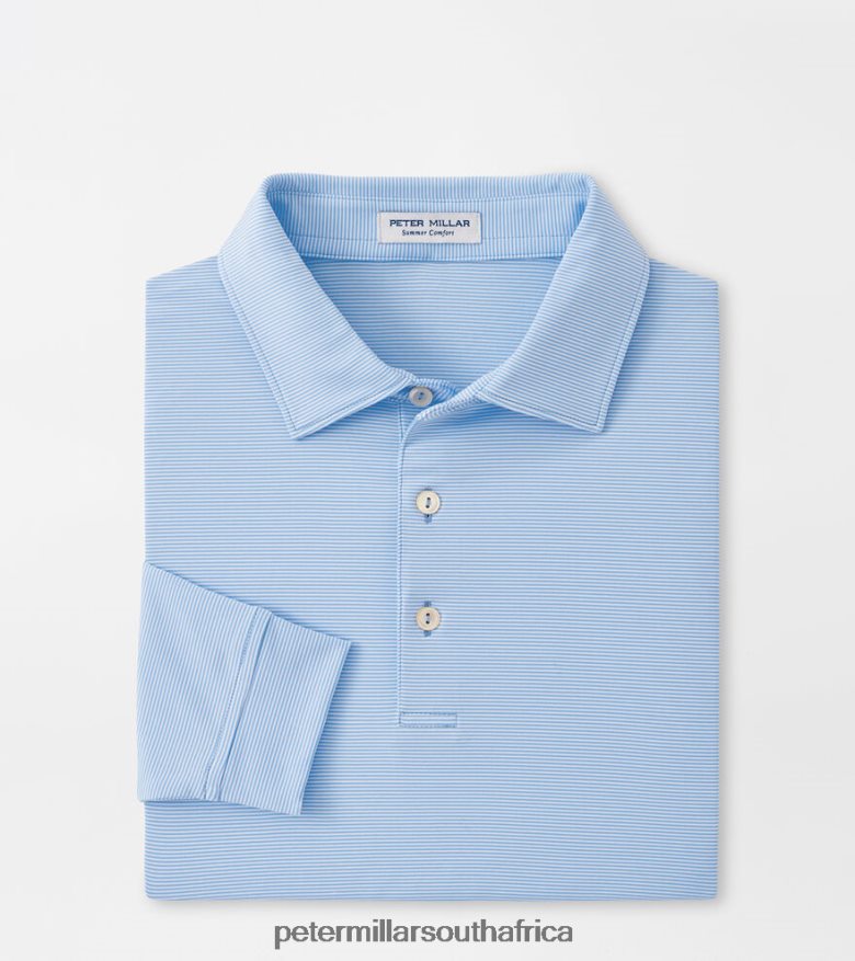 Cottage Blue Men Peter Millar Jubilee Long-Sleeve Performance Jersey Polo Apparel B62P4F402