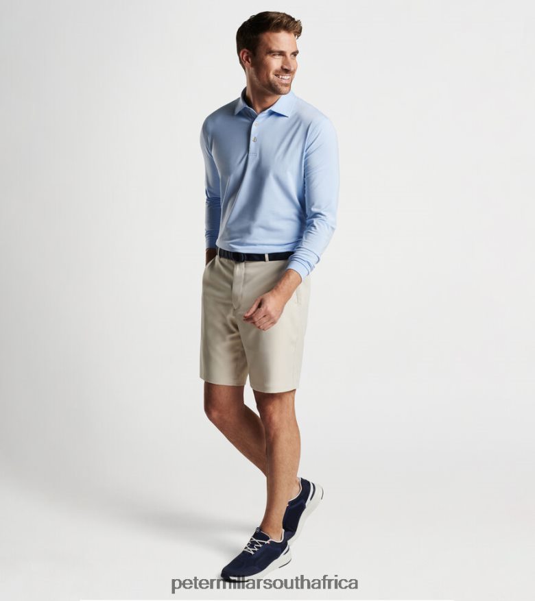 Cottage Blue Men Peter Millar Jubilee Long-Sleeve Performance Jersey Polo Apparel B62P4F402