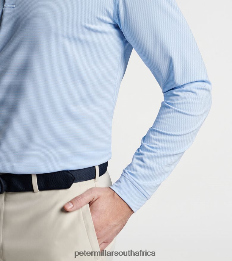 Cottage Blue Men Peter Millar Jubilee Long-Sleeve Performance Jersey Polo Apparel B62P4F402