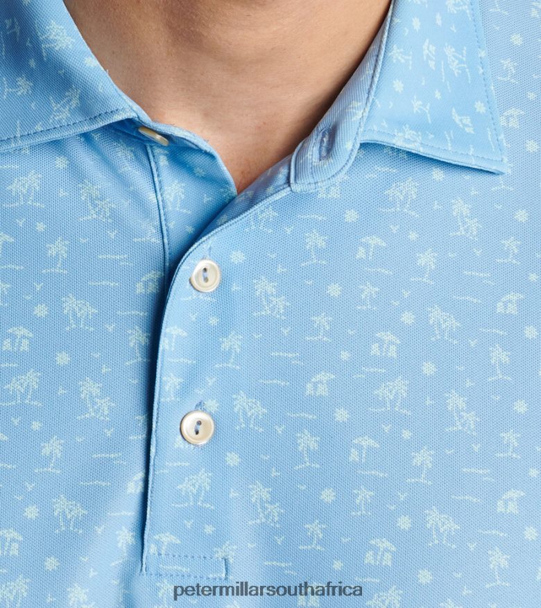Cottage Blue Men Peter Millar Shark Tooth Island Performance Mesh Polo Apparel B62P4F433