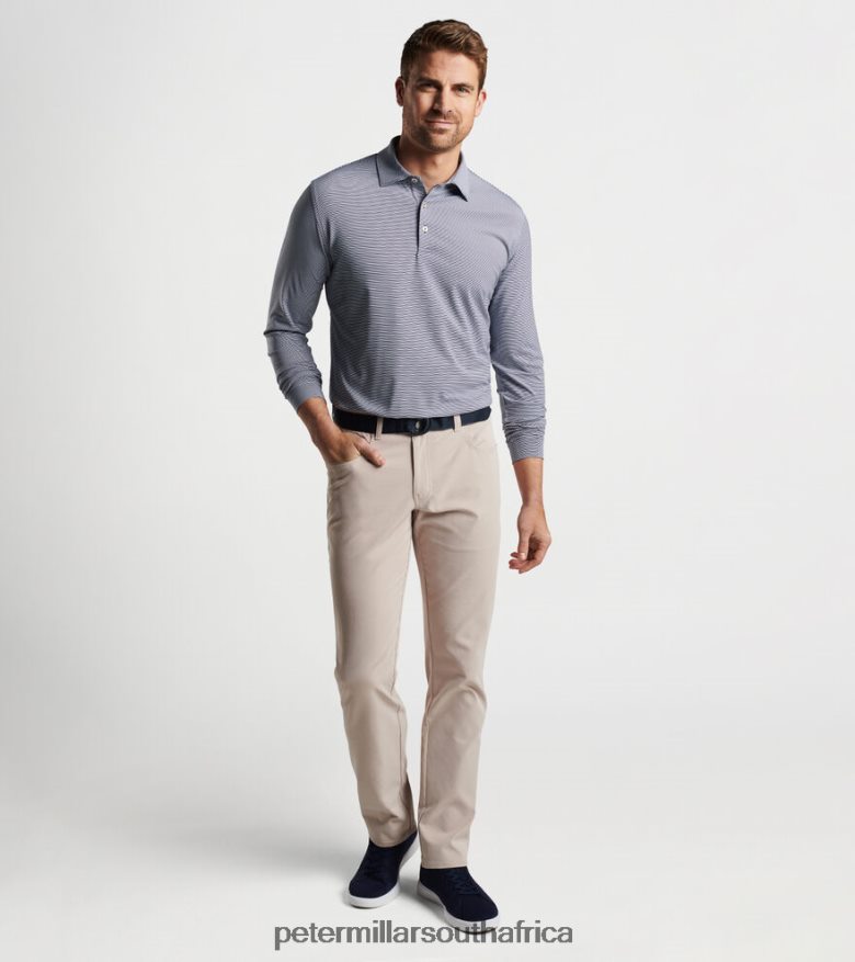 Navy Men Peter Millar Jubilee Long-Sleeve Performance Jersey Polo Apparel B62P4F403