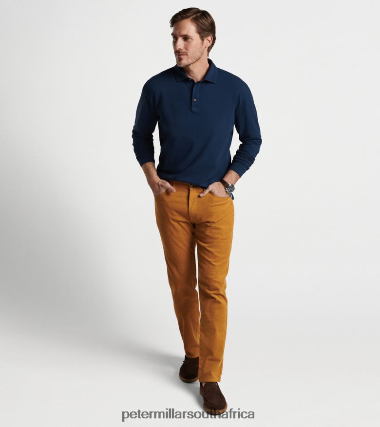 Navy Men Peter Millar Lava Wash Long-Sleeve Polo Apparel B62P4F325