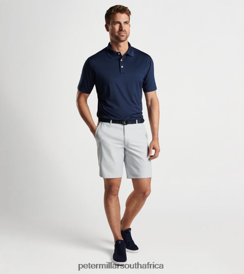 Navy Men Peter Millar Solid Performance Jersey Polo Knit-Collar Apparel B62P4F322