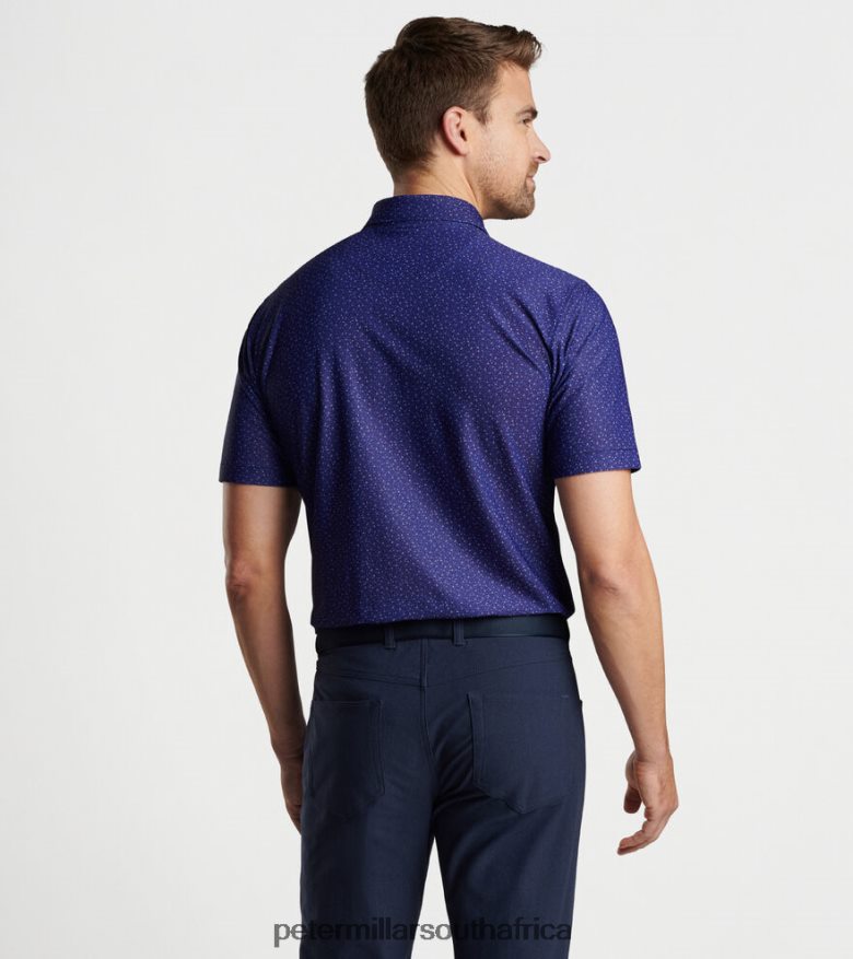 Navy Men Peter Millar Willis Geo Performance Mesh Polo Apparel B62P4F360
