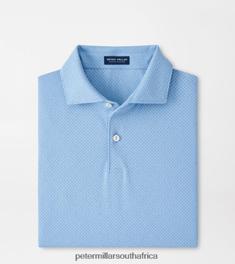 Vintage Indigo Men Peter Millar Van Alen Geo Performance Jersey Polo Apparel B62P4F434