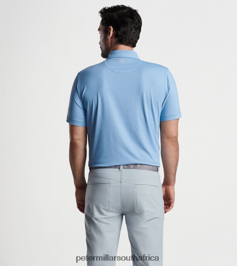 Vintage Indigo Men Peter Millar Van Alen Geo Performance Jersey Polo Apparel B62P4F434