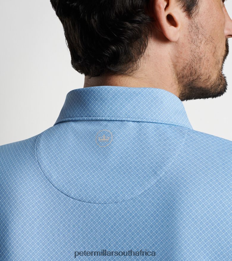 Vintage Indigo Men Peter Millar Van Alen Geo Performance Jersey Polo Apparel B62P4F434