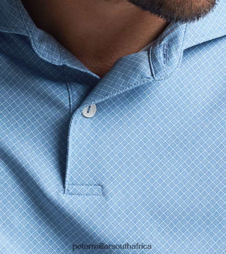 Vintage Indigo Men Peter Millar Van Alen Geo Performance Jersey Polo Apparel B62P4F434