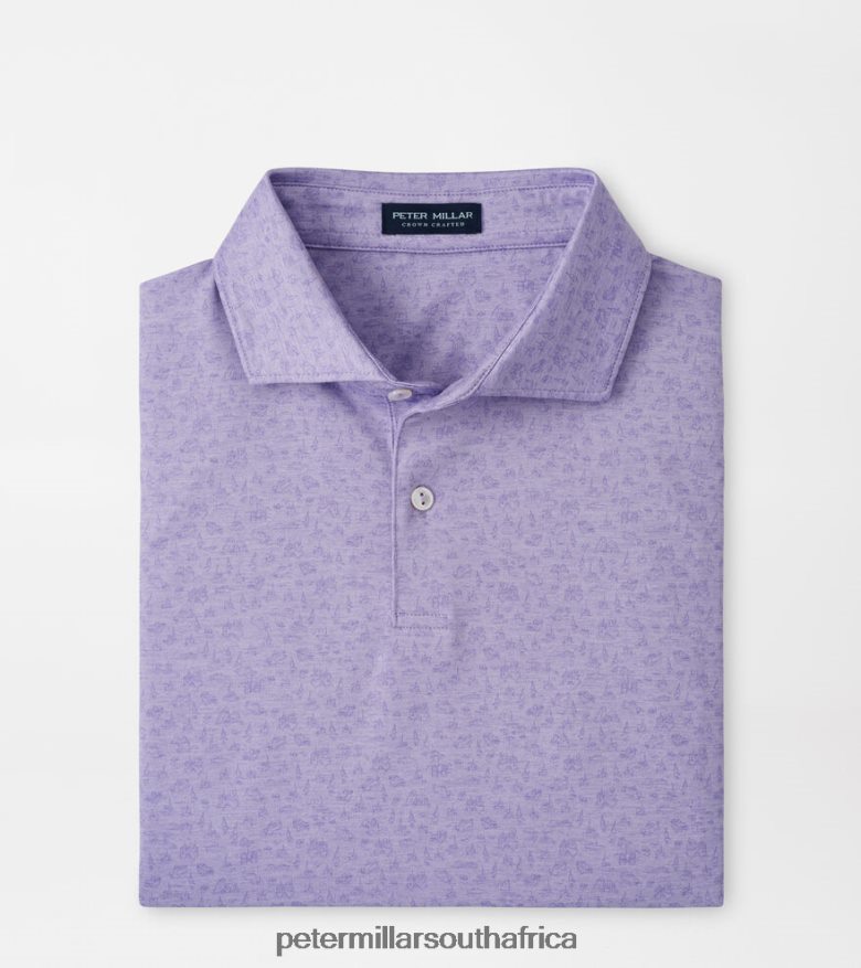 Violet Mist Men Peter Millar Capri Sailing Performance Jersey Polo Apparel B62P4F302