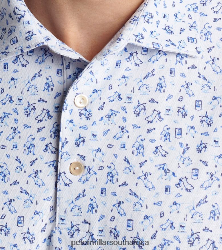 White Men Peter Millar Rodeo Performance Mesh Polo Apparel B62P4F405