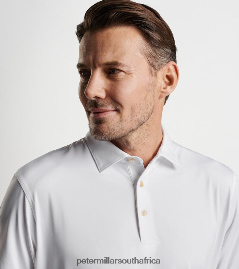 White Men Peter Millar Solid Performance Jersey Polo (Sean Self Collar) Apparel B62P4F316