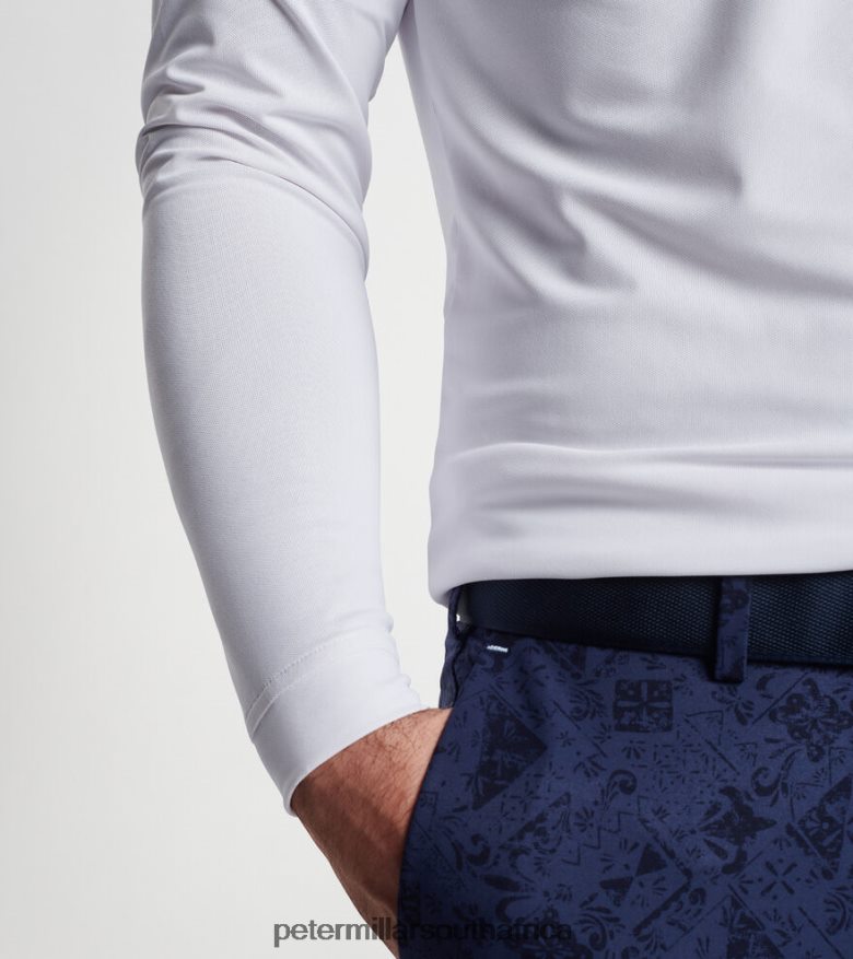 White Men Peter Millar Soul Long-Sleeve Performance Mesh Polo Apparel B62P4F425