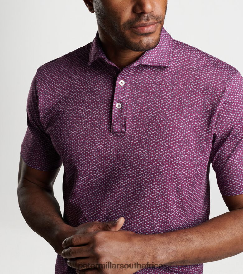 Wild Berry Men Peter Millar Pilot Mill Dragonfly Printed Short-Sleeve Polo Apparel B62P4F416