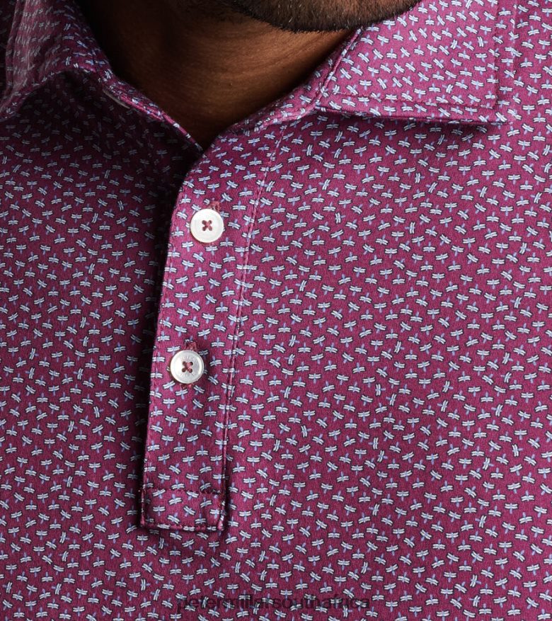 Wild Berry Men Peter Millar Pilot Mill Dragonfly Printed Short-Sleeve Polo Apparel B62P4F416