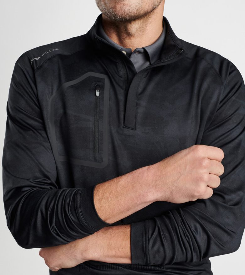 Black Men Peter Millar Forge Brushstroke Camo Performance Quarter-Zip Apparel B62P4F785