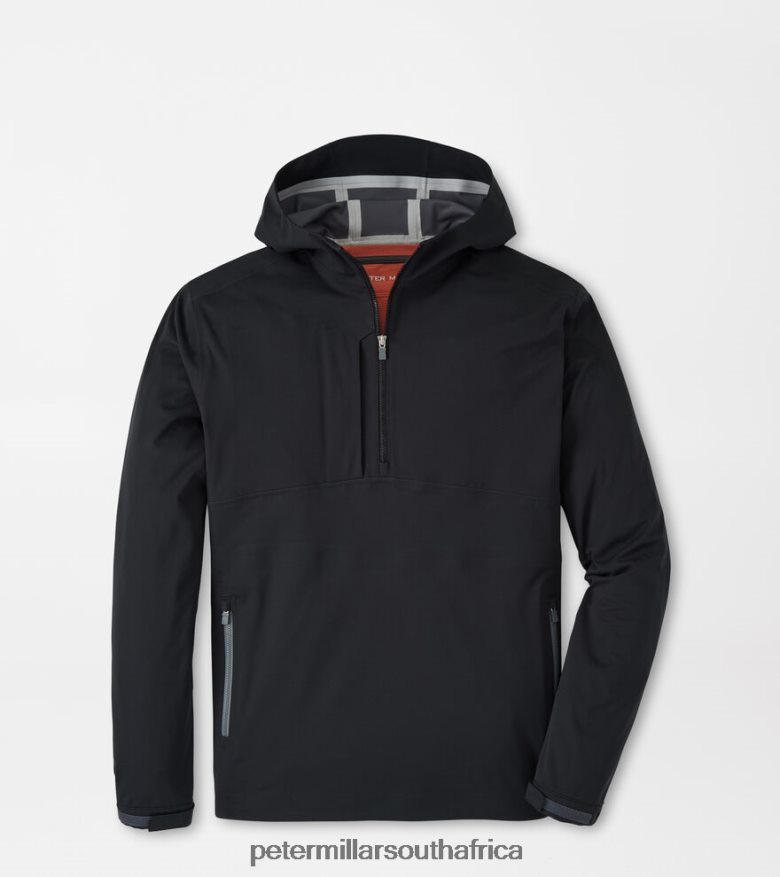 Black Men Peter Millar Kinetic Performance Half-Zip Hoodie Apparel B62P4F772